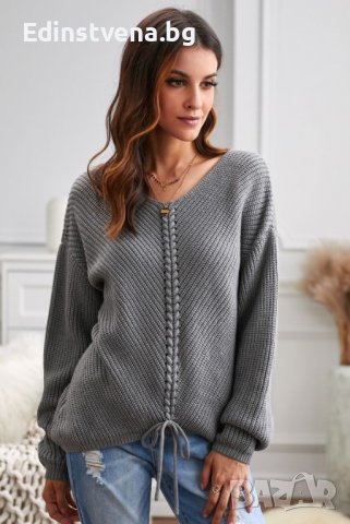 Дамски пуловер в сиво, снимка 4 - Блузи с дълъг ръкав и пуловери - 39531275