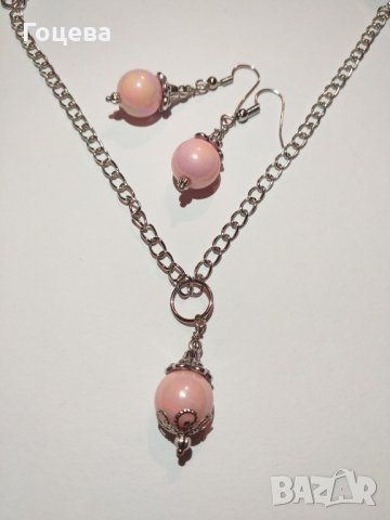 Изящен подаръчен комплект бижута с розови перли !, снимка 7 - Бижутерийни комплекти - 27420300