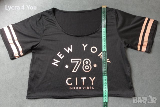 L/XL къса блузка/кроп топ с надпис NY City, снимка 10 - Корсети, бюстиета, топове - 43266825