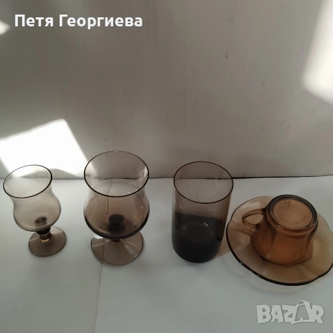 Сервиз чаши от опушено стъкло - 35 броя, снимка 4 - Сервизи - 37672594