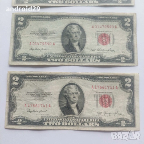 2 долара/DOLAR ,САЩ/USA/червен печат/RED seal -1953 година, снимка 5 - Нумизматика и бонистика - 51465826
