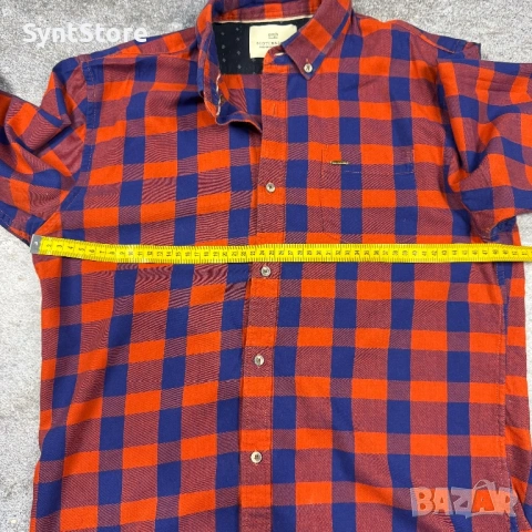 Мъжка карирана риза Scotch & Soda размер M -Червено и синьо (Amsterdam Couture), снимка 6 - Ризи - 53329323