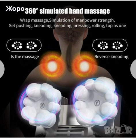 4D Шиацу масажор за врат и цялото тяло(16 Глави-4 Бутона), снимка 7 - Масажори - 43997217