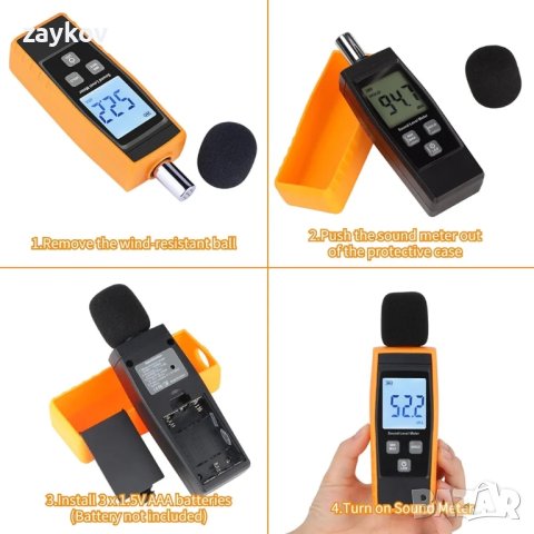 Измервател на децибели, на нивото на звука Измервател на звуковия шум с обхват 30-130 dBA, снимка 3 - Друга електроника - 43807240