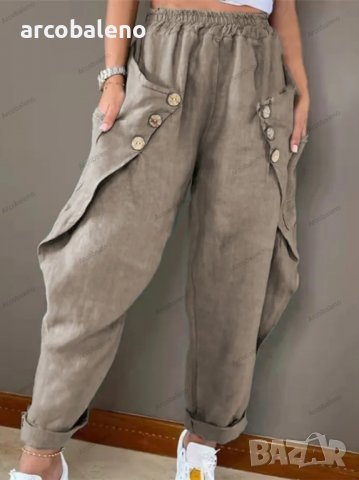 Дамски ежедневни панталони с джоб и копчета на талията, 5цвята , снимка 2 - Панталони - 39398236