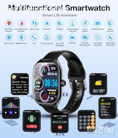 Нов Интелигентен Смарт часовник за мъже, жени Подарък, снимка 3 - Смарт гривни - 43098550