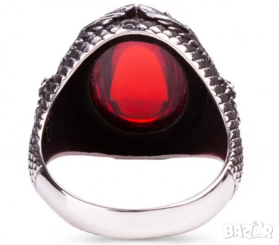 Дамски пръстен с червен топаз, снимка 2 - Пръстени - 39073416