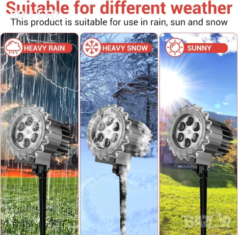 LED прожектор на снежинки Snowflake Lamp коледна светлина IP44 Led декорация, снимка 2 - Декорация за дома - 50140638