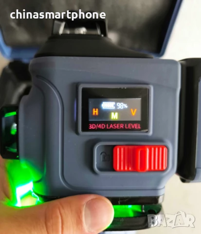 Лазерен Нивелир 4D с 16 Линии – Зелен Лъч, Самонивелиращ се с дисплей батерии 2x2400mAh, снимка 9 - Други машини и части - 50603004