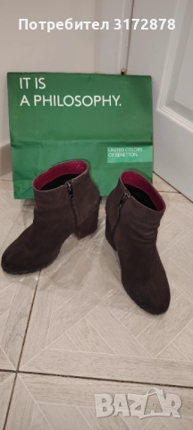 Кафяви боти Benetton, снимка 3 - Дамски боти - 52662714