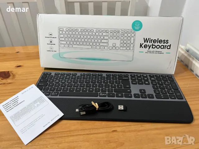 CITLLA K9100 Безжична Bluetooth клавиатура, Пълноразмерна с опора за китката, 3-степенна подсветка, снимка 8 - Клавиатури и мишки - 49283507