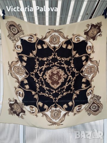 Красив копринен шал 87 см на 85 см., снимка 3 - Шалове - 32252400
