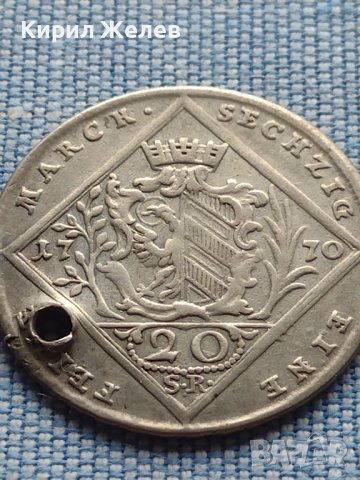 Сребърна монета 20 кройцера 1770г. Йозеф втори Нюрнберг за КОЛЕКЦИОНЕРИ 13685, снимка 4 - Нумизматика и бонистика - 42944572