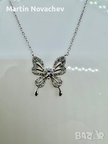 Сребърно колие с мойсанит (Диамант) 0.5 карата, снимка 2 - Колиета, медальони, синджири - 52371035