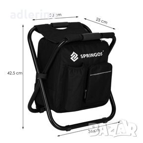 Къмпинг сгъваем стол с вградена раница 42,5х36х28 см, черен , мултифункционално столче, къмпинг рани, снимка 3 - Градински мебели, декорация  - 34381099