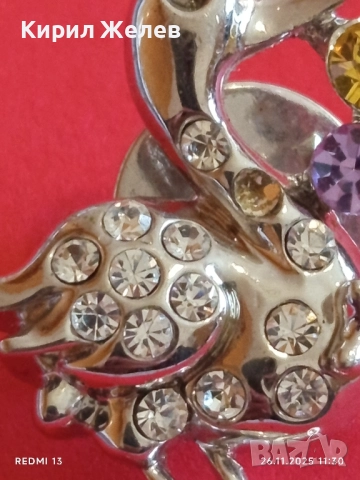 Бижу SWAROVSKI патица инкрустирана с кристали и цветни скъпоценни камъни 52229, снимка 4 - Други - 52546393