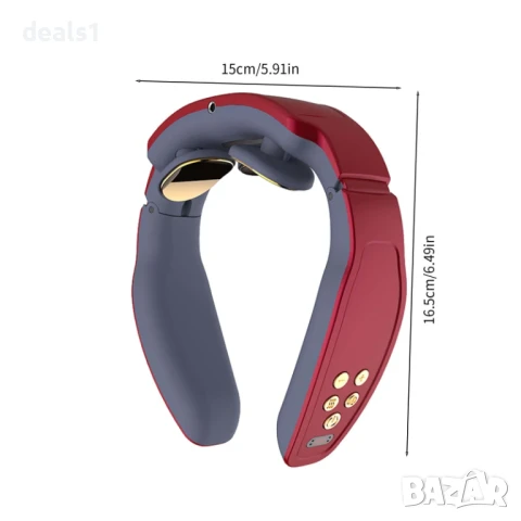 Електрически Масажор за шия/рамене Термо функция 4 режима и 15 нива на интензивност, снимка 3 - Масажори - 50535369