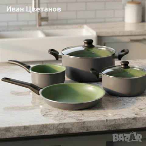 Комплект съдове Michelino Lara – 6 Части с незалепващо Pfluon покритие и турбо индукция, снимка 3 - Прибори за хранене, готвене и сервиране - 53238822