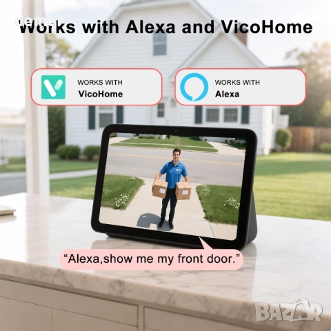 Безжична видеокамера за врата със звънец,2K HD,само облачно съхранение, снимка 7 - IP камери - 51890925