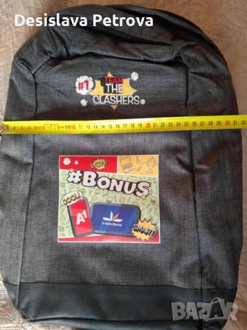 ЧИСРО НОВО!!! Раница Слави the Clashers за лаптоп,бутилка,Bluetooth колонка и А