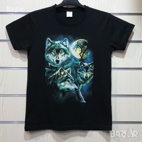 Нова мъжка тениска с дигитален печат Вълци, пълнолуние, Серия вълци, снимка 18 - Тениски - 29040473