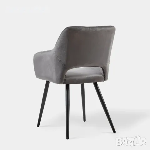 Комплект от 2 бр. трапезни столове, тип кресло - кадифе C-U-DC-B0198DGY, снимка 3 - Столове - 49127022