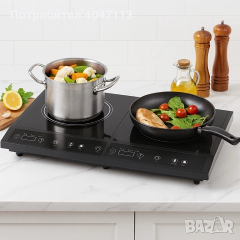 Двоен индукционен котлон Royalty Line RL-DIP4000.2 - 1400W+2000W, 80°C- 270°C, , снимка 6 - Котлони - 51697283