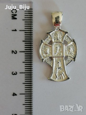 Нов сребърен двулицев кръст, снимка 1 - Колиета, медальони, синджири - 28530764