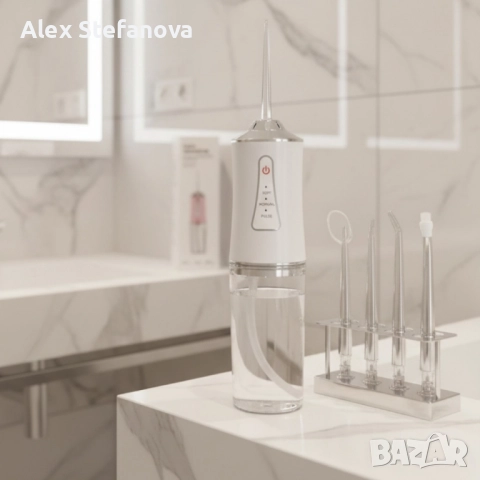 Портативен зъбен душ с 3 режима на действие и мощна водна струя / Цвят: Бял, снимка 3 - Друга електроника - 52812050