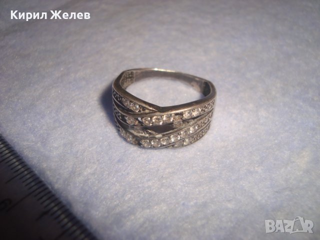 СТАР АЖУРЕН СРЕБЪРЕН СКЪПОЦЕНЕН АРТ ПРЪСТЕН СРЕБРО 925 с ФАСЕТИРАНИ ЦИРКОНИ 32514, снимка 9 - Пръстени - 38323572