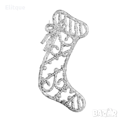 Коледна блестяща украса за елха във форма на Коледен чорап, снимка 3 - Други стоки за дома - 52805413