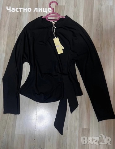 Блуза дълъг ръкав, черна, НОВА