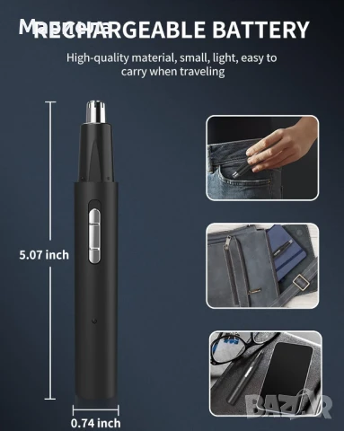 Тример за нос/уши Cleanfy XJQ-3029, Подвижна и миеща се глава, снимка 2 - Тримери - 50535253