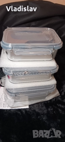 Стъклени кутии за съхранение на храна TUSEASY с капак 3бр. комплект, снимка 4 - Кутии за храна - 52525509
