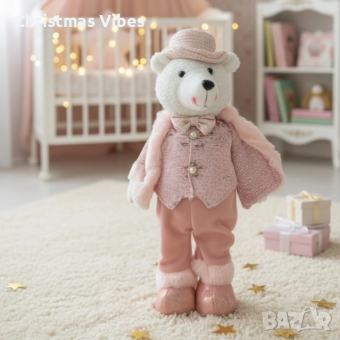 Плюшено мече с празничен тоалет – стилна декорация за дом, офис и подарък. 2 Варианта, снимка 2 - Плюшени играчки - 52119267