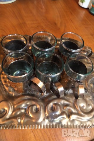 Антикварен ръчно кован сервиз за чай от мед , снимка 4 - Антикварни и старинни предмети - 32305189