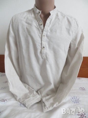 Мъжка риза с права яка от лен H&M