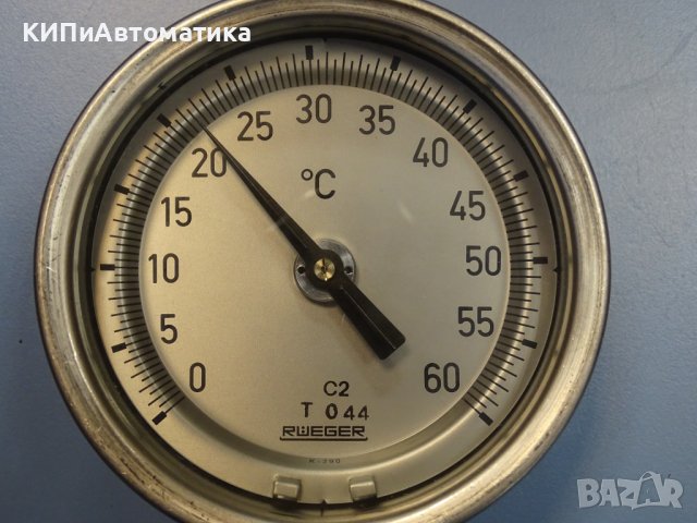 термометър биметален RUEGER T044/034/C2 ф110 0/+60°C G 1/2, снимка 4 - Резервни части за машини - 43046425
