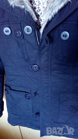 Черно зимно палто S/M, снимка 4 - Палта, манта - 32781260