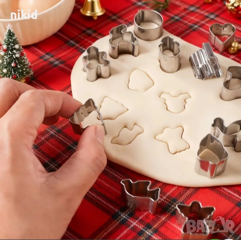 20 бр мини Коледни резци резец форми форма за тесто зеленчуци плодове метални, снимка 6 - Форми - 52894117