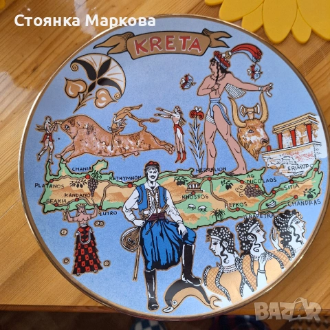 Голяма керамична чиния-ръчна изработка-остров Крит, снимка 5 - Декорация за дома - 53464831