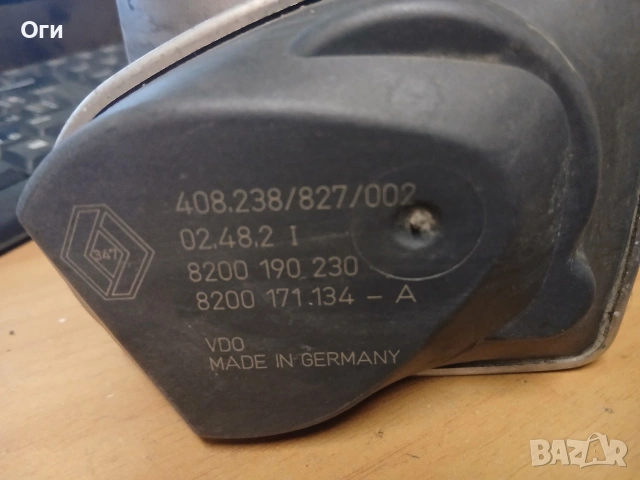 Дроселова клапа за Рено Меган 1.6 8200 190 230 / 8200 171 134-А / 408.238/827/002, снимка 2 - Части - 53498390