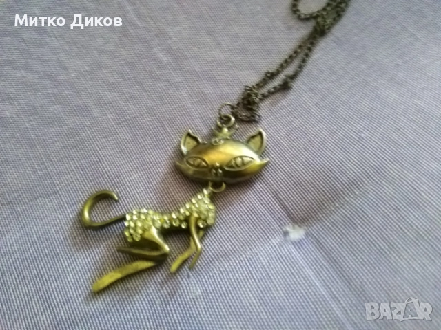 Медальон верижка котка с камъчета, снимка 3 - Колиета, медальони, синджири - 51835244