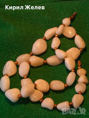 ДРАГОЦЕННА СТАРИНЕН СТИЛ ОГЪРЛИЦА КОЛИЕ НАТУРАЛЕН МЛЕЧЕН КВАРЦ и БРОНЗ 34666, снимка 14 - Колиета, медальони, синджири - 39202107