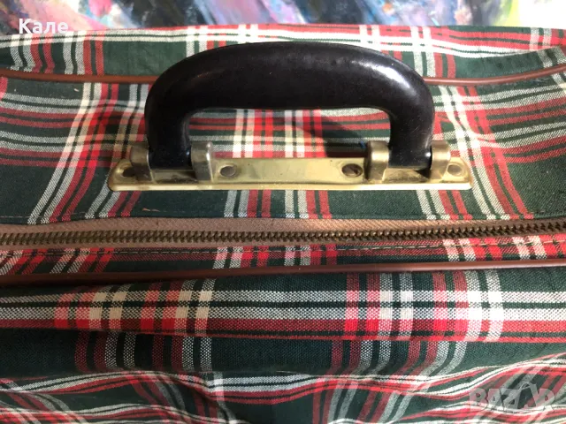 Старинен куфар 70те текстилен с цип, снимка 4 - Куфари - 50083285