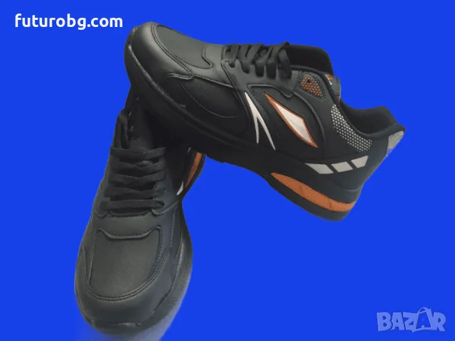 Черни маратонки с оранжев акцент за мъже-водоустоичиви, снимка 4 - Маратонки - 48473963