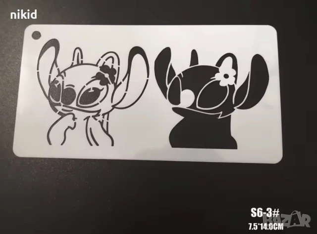 6 бр Стич Stitch Lilo стенсил шаблон декор сладки тесто Scrapbooking, снимка 2 - Форми - 50761770