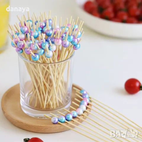 4293 Коктейлни клечки за хапки Сърца, Топчета, Звезди, 25 броя, снимка 2 - Прибори за хранене, готвене и сервиране - 43638736
