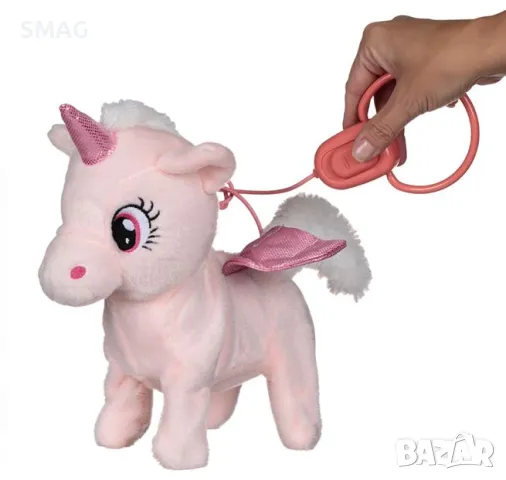 Розов механичен еднорог със светлинен звук и движение S_1217361, снимка 3 - Плюшени играчки - 48334380