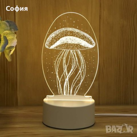Холограмна 3D LED нощна лампа, снимка 2 - Лед осветление - 42946336